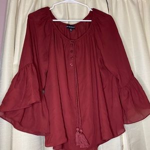 Dark red boho blouse